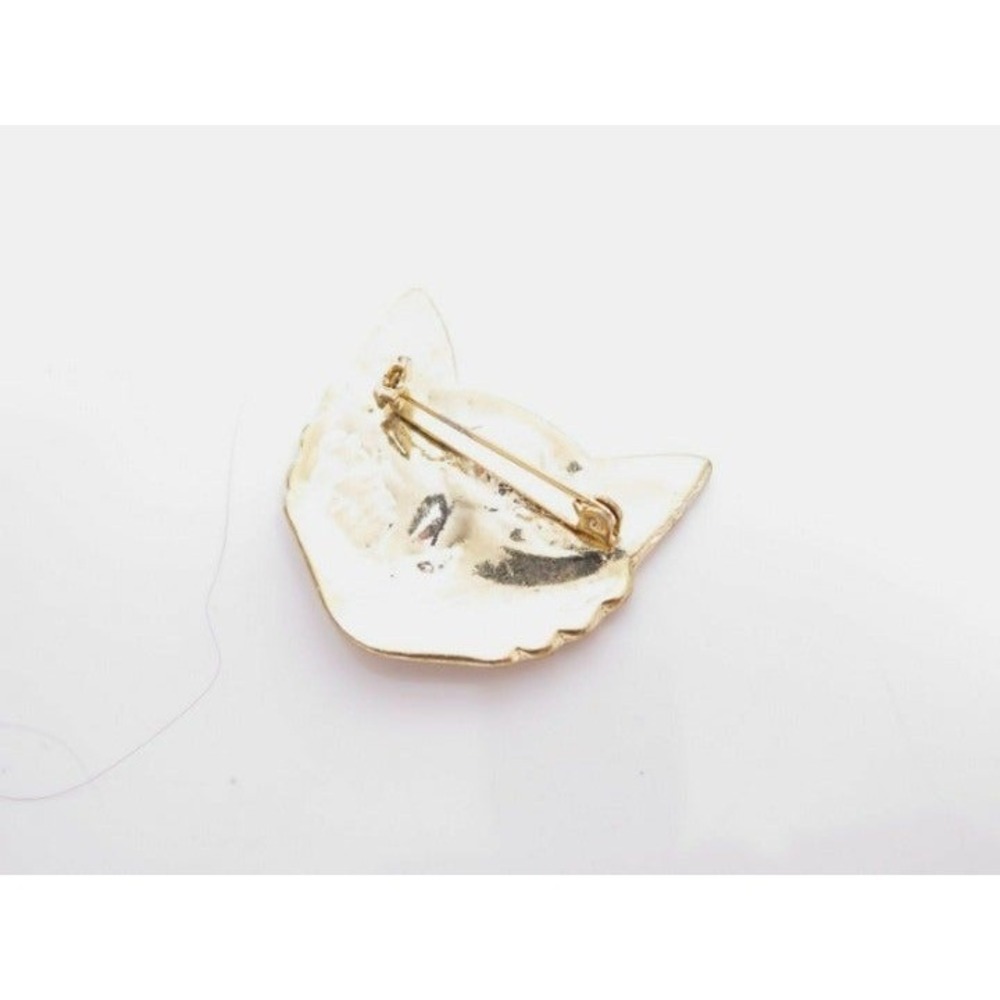 VTG Large Cat Face Black Enamel Eyes Pin‎ - Picture 2 of 3